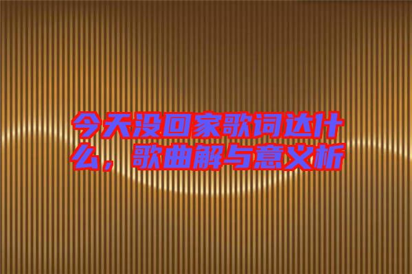 今天沒(méi)回家歌詞達(dá)什么，歌曲解與意義析