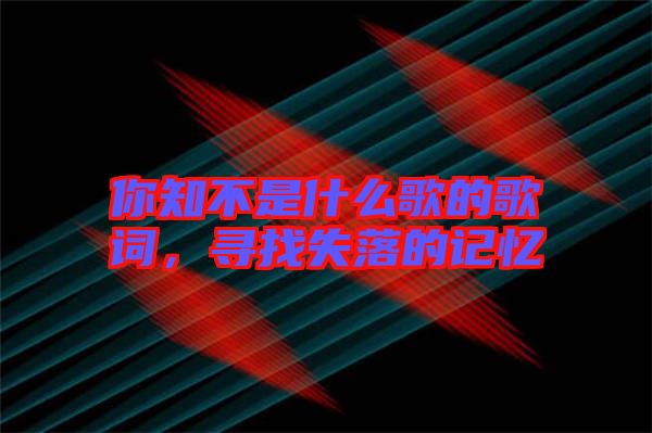 你知不是什么歌的歌詞，尋找失落的記憶
