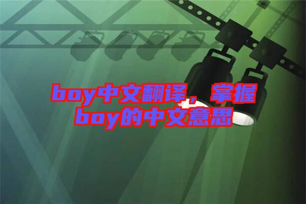 boy中文翻譯，掌握boy的中文意思