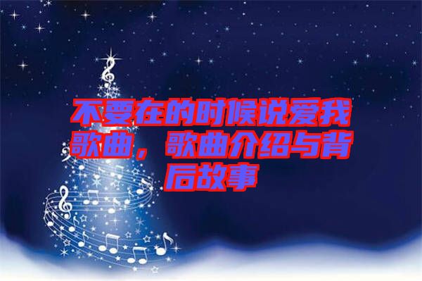 不要在的時候說愛我歌曲，歌曲介紹與背后故事