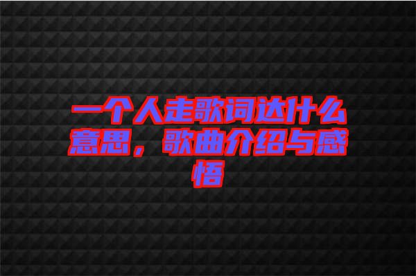 一個人走歌詞達(dá)什么意思，歌曲介紹與感悟