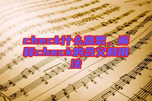 check什么意思，解釋check的含義和用法
