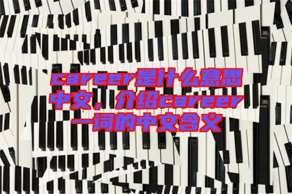 career是什么意思中文，介紹career一詞的中文含義