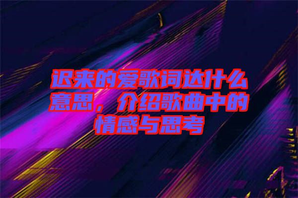 遲來的愛歌詞達(dá)什么意思，介紹歌曲中的情感與思考