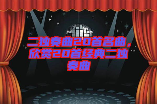 二獨(dú)奏曲20首名曲，欣賞20首經(jīng)典二獨(dú)奏曲