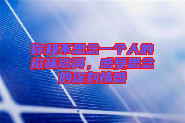 你知不思念一個人的滋味歌詞，感受思念的深刻情感