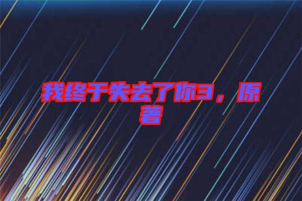 我終于失去了你3，原著