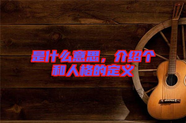 是什么意思，介紹個和人格的定義