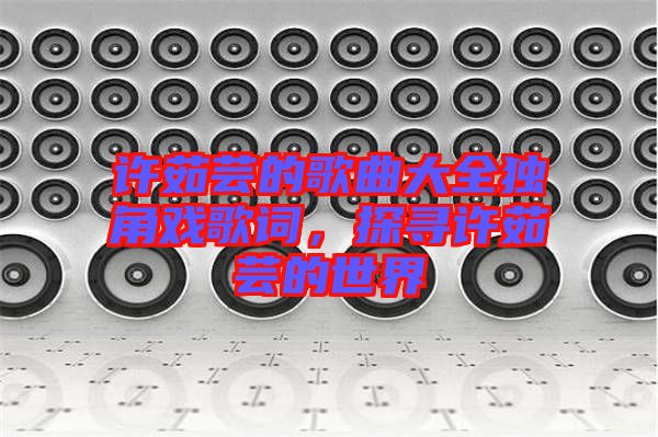 許茹蕓的歌曲大全獨角戲歌詞，探尋許茹蕓的世界