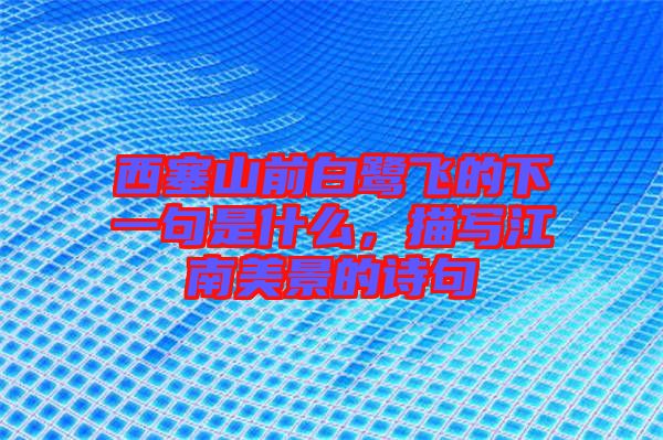 西塞山前白鷺飛的下一句是什么，描寫江南美景的詩句