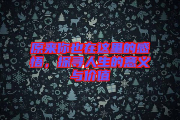 原來你也在這里的感悟，探尋人生的意義與價值