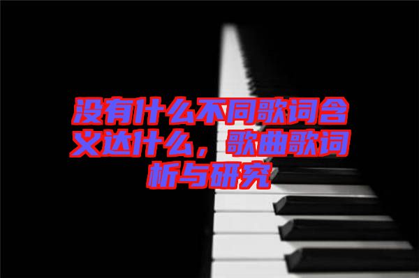 沒有什么不同歌詞含義達(dá)什么，歌曲歌詞析與研究