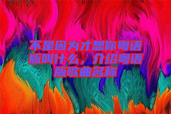 不是因?yàn)椴畔肽慊浾Z(yǔ)版叫什么，介紹粵語(yǔ)版歌曲名稱