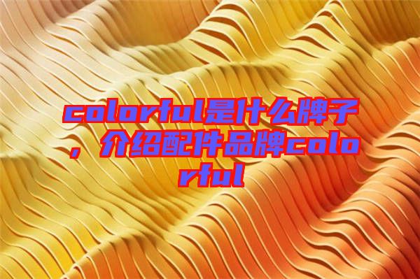 colorful是什么牌子，介紹配件品牌colorful