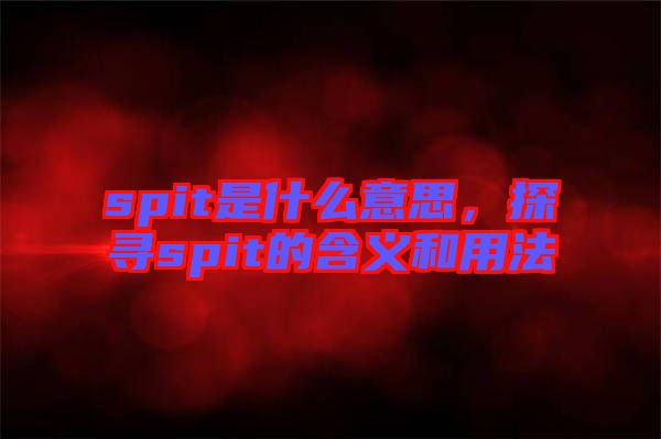 spit是什么意思，探尋spit的含義和用法
