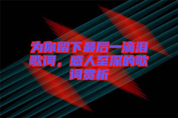 為你留下最后一滴淚歌詞，感人至深的歌詞賞析