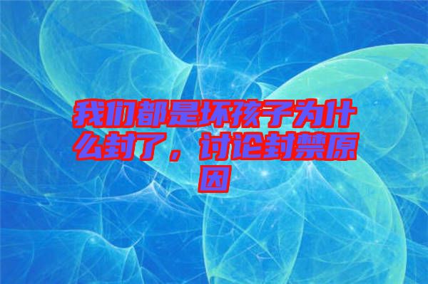 我們都是壞孩子為什么封了，討論封禁原因