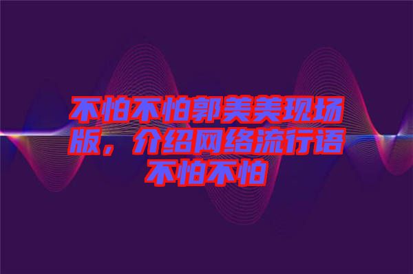 不怕不怕郭美美現場版，介紹網絡流行語不怕不怕