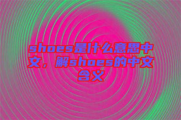 shoes是什么意思中文，解shoes的中文含義