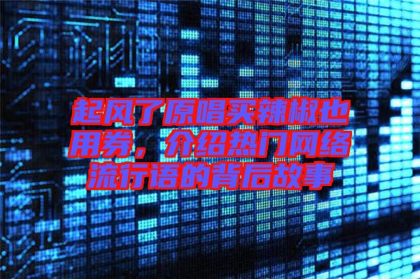 起風(fēng)了原唱買(mǎi)辣椒也用券，介紹熱門(mén)網(wǎng)絡(luò)流行語(yǔ)的背后故事