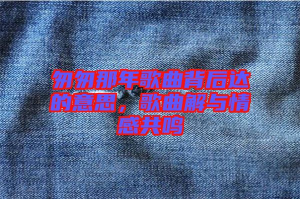 匆匆那年歌曲背后達的意思，歌曲解與情感共鳴