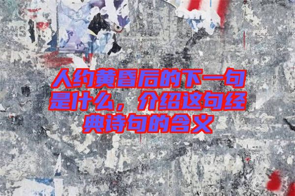 人約黃昏后的下一句是什么，介紹這句經(jīng)典詩句的含義