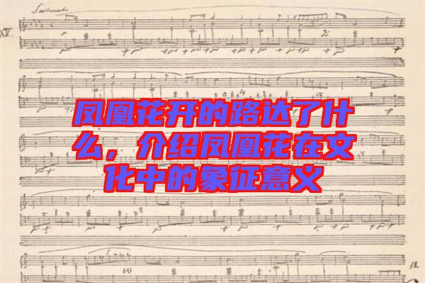 鳳凰花開的路達了什么，介紹鳳凰花在文化中的象征意義