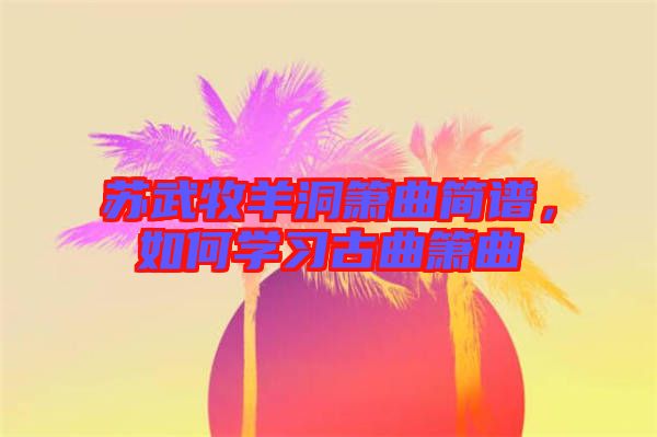 蘇武牧羊洞簫曲簡譜，如何學(xué)習(xí)古曲簫曲