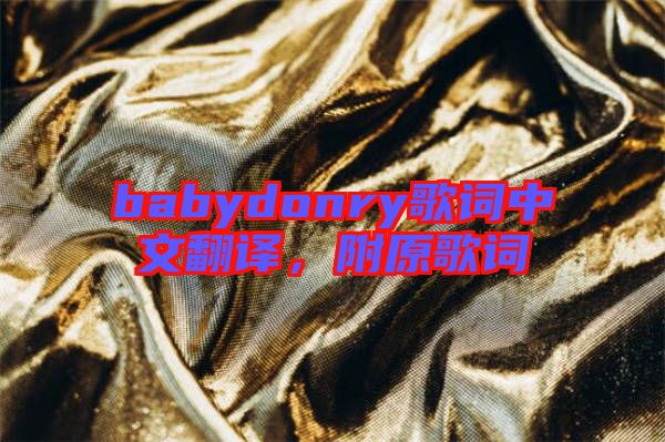babydonry歌詞中文翻譯，附原歌詞