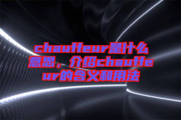 chauffeur是什么意思，介紹chauffeur的含義和用法