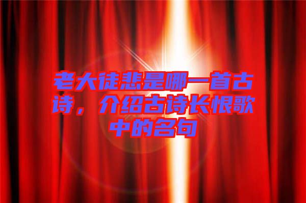 老大徒悲是哪一首古詩，介紹古詩長恨歌中的名句