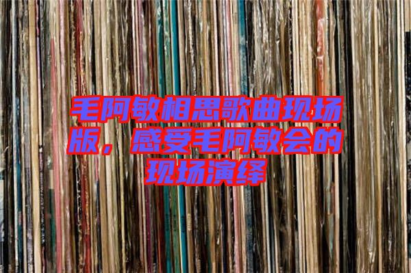 毛阿敏相思歌曲現(xiàn)場版，感受毛阿敏會的現(xiàn)場演繹