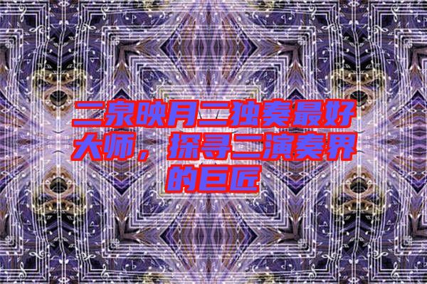 二泉映月二獨(dú)奏最好大師，探尋二演奏界的巨匠