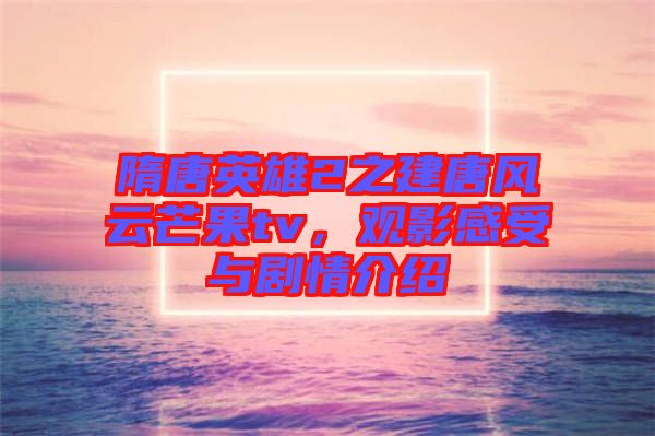 隋唐英雄2之建唐風云芒果tv，觀影感受與劇情介紹