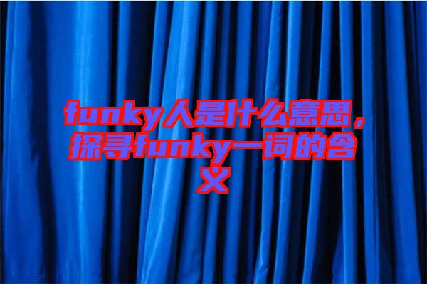 funky人是什么意思，探尋funky一詞的含義