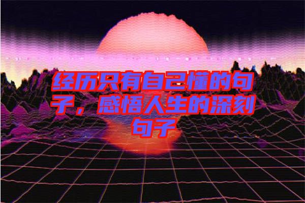 經(jīng)歷只有自己懂的句子，感悟人生的深刻句子
