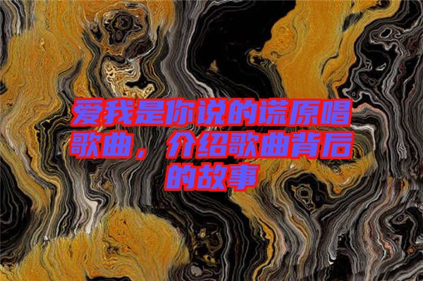 愛我是你說的謊原唱歌曲，介紹歌曲背后的故事