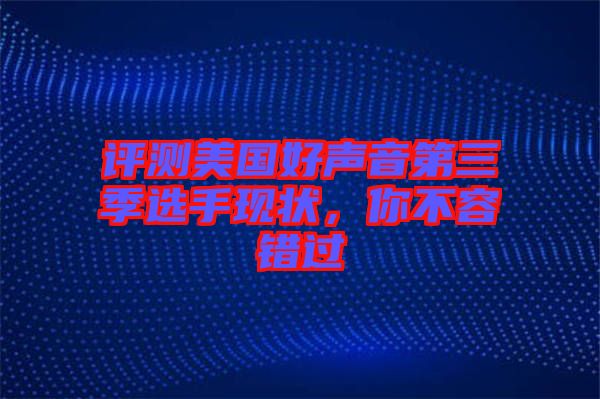 評(píng)測(cè)美國(guó)好聲音第三季選手現(xiàn)狀，你不容錯(cuò)過(guò)