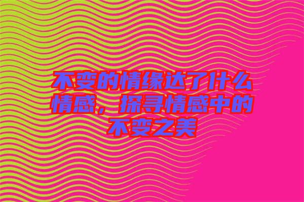 不變的情緣達(dá)了什么情感，探尋情感中的不變之美