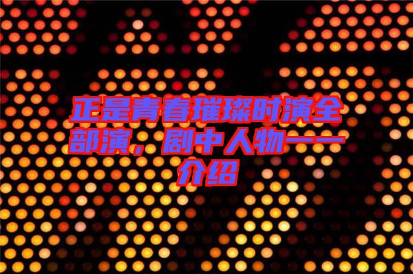 正是青春璀璨時演全部演，劇中人物一一介紹