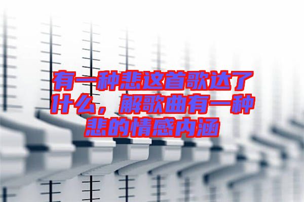 有一種悲這首歌達(dá)了什么，解歌曲有一種悲的情感內(nèi)涵