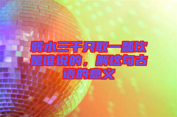弱水三千只取一瓢飲是誰說的，解這句古語的意義