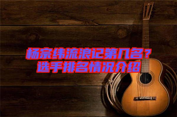 楊宗緯流浪記第幾名？選手排名情況介紹