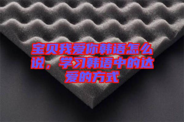 寶貝我愛(ài)你韓語(yǔ)怎么說(shuō)，學(xué)習(xí)韓語(yǔ)中的達(dá)愛(ài)的方式