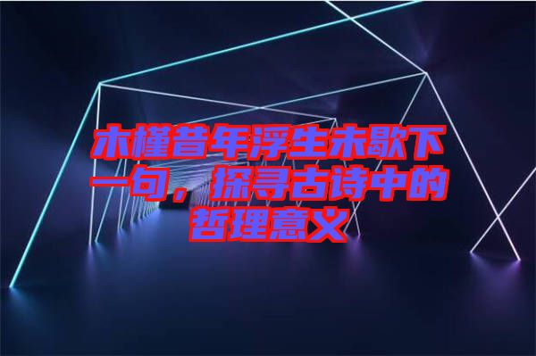 木槿昔年浮生未歇下一句，探尋古詩中的哲理意義