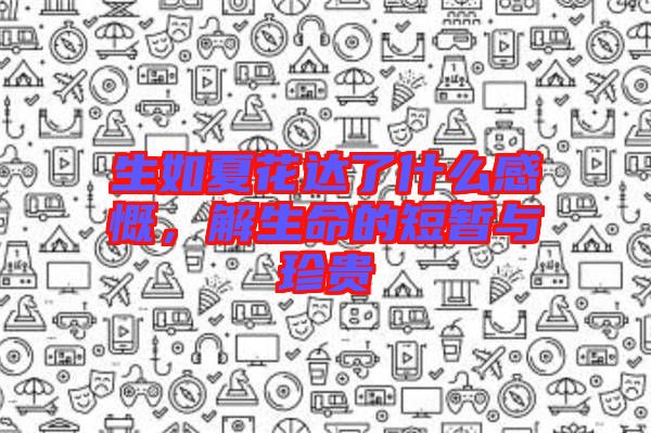 生如夏花達了什么感慨，解生命的短暫與珍貴