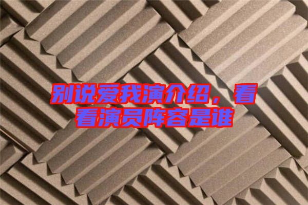 別說(shuō)愛(ài)我演介紹，看看演員陣容是誰(shuí)