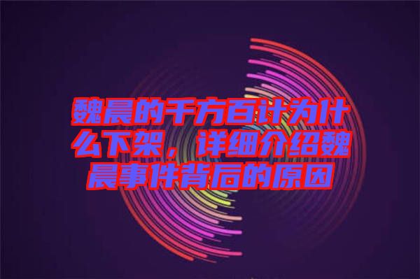 魏晨的千方百計為什么下架，詳細介紹魏晨事件背后的原因