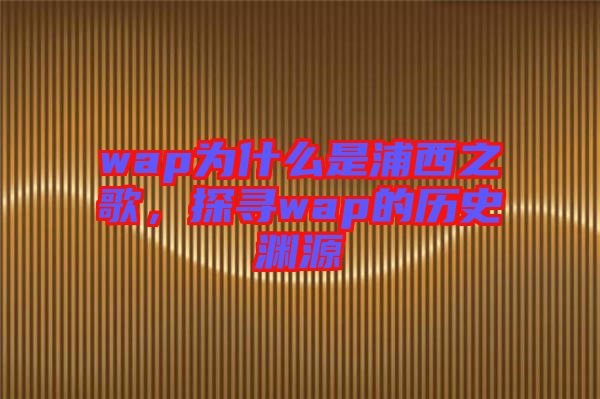 wap為什么是浦西之歌，探尋wap的歷史淵源