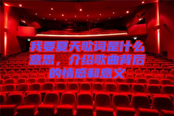 我要夏天歌詞是什么意思，介紹歌曲背后的情感和意義